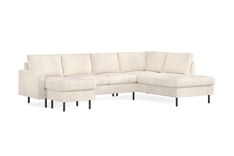 Peppe 4-personers Højrevendt U-formet Sofa med Divan og Chaiselong i Manchester - Beige - Møbler - Sofaer - U Sofa