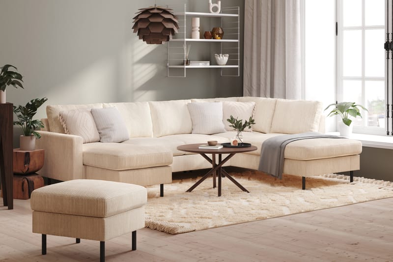Peppe 4-personers Højrevendt U-formet Sofa med Divan og Chaiselong i Manchester - Beige - Møbler - Sofaer - U Sofa
