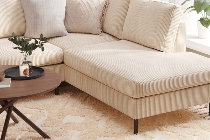 Peppe 4-personers Højrevendt U-formet Sofa med Divan og Chaiselong i Manchester - Beige - Møbler - Sofaer - U Sofa