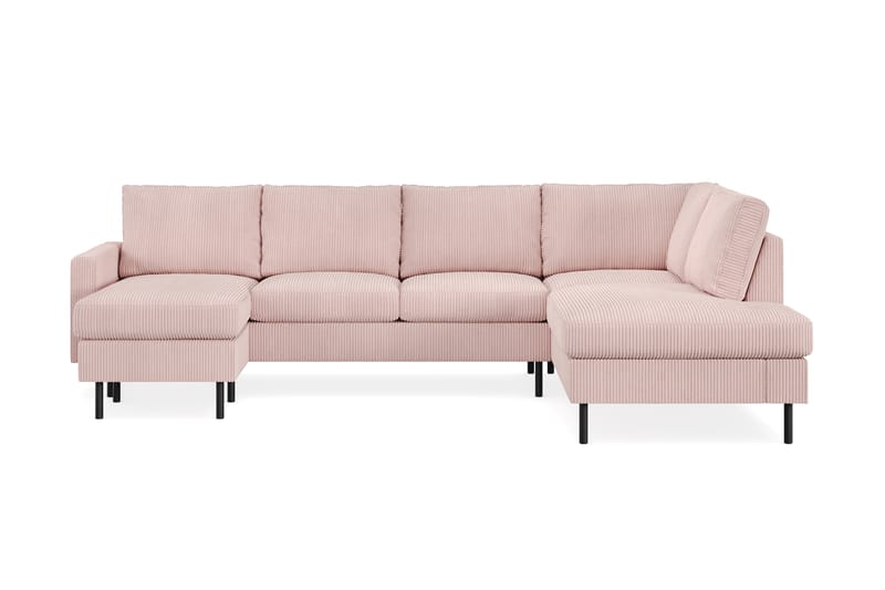 Peppe 4-personers Højrevendt U-formet Sofa med Divan og Chaiselong i Manchester - Rosa - Møbler - Sofaer - U Sofa