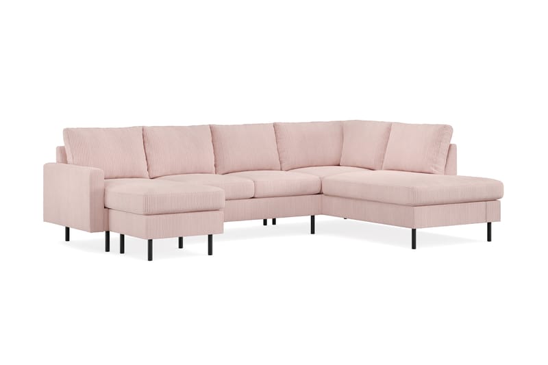 Peppe 4-personers Højrevendt U-formet Sofa med Divan og Chaiselong i Manchester - Rosa - Møbler - Sofaer - U Sofa