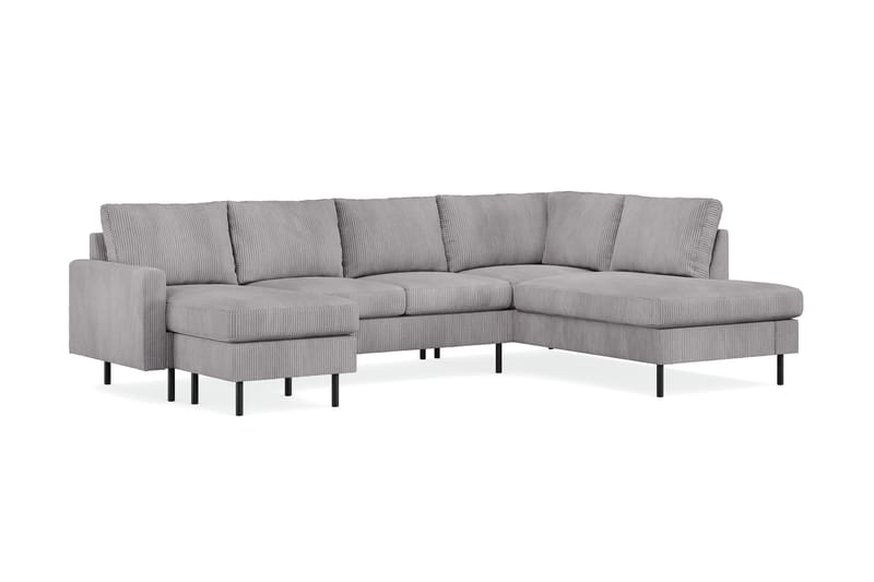 Peppe 4-personers Højrevendt U-formet Sofa med Divan og Chaiselong i Manchester - Mørkegrå - Møbler - Sofaer - U Sofa