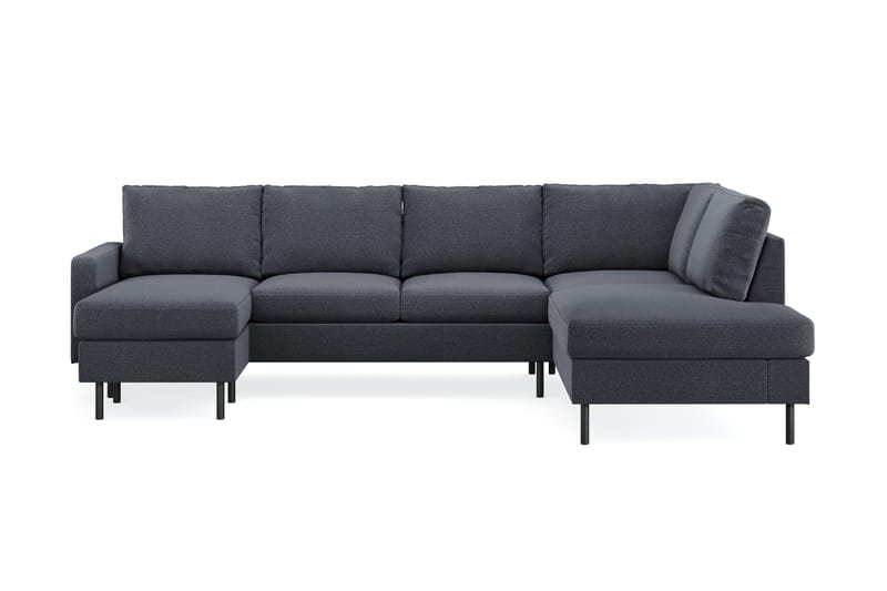 Peppe 4-personers Højrevendt U-formet Sofa med Divan og Chaiselong i Stof - Mørkegrå - Møbler - Sofaer - U Sofa
