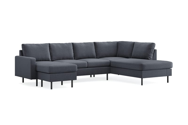 Peppe 4-personers Højrevendt U-formet Sofa med Divan og Chaiselong i Stof - Mørkegrå - Møbler - Sofaer - U Sofa