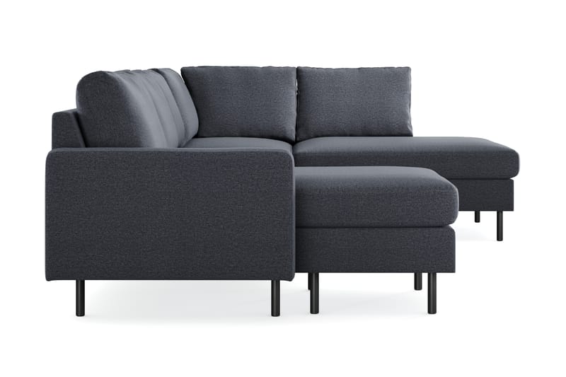 Peppe 4-personers Højrevendt U-formet Sofa med Divan og Chaiselong i Stof - Mørkegrå - Møbler - Sofaer - U Sofa