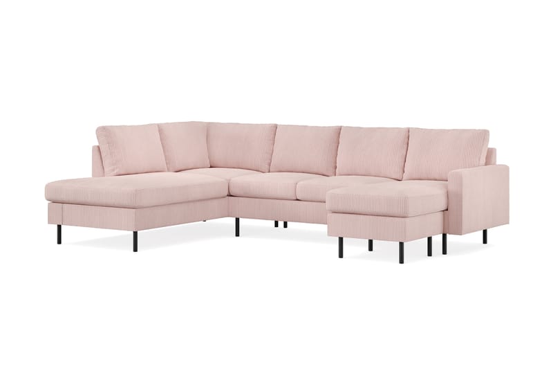 Peppe 4-personers Venstrevendt U-formet Sofa med Divan og Chaiselong i Manchester - Rosa - Møbler - Sofaer - U Sofa