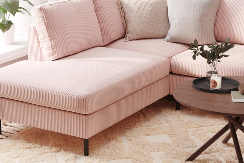 Peppe 4-personers Venstrevendt U-formet Sofa med Divan og Chaiselong i Manchester - Rosa - Møbler - Sofaer - U Sofa
