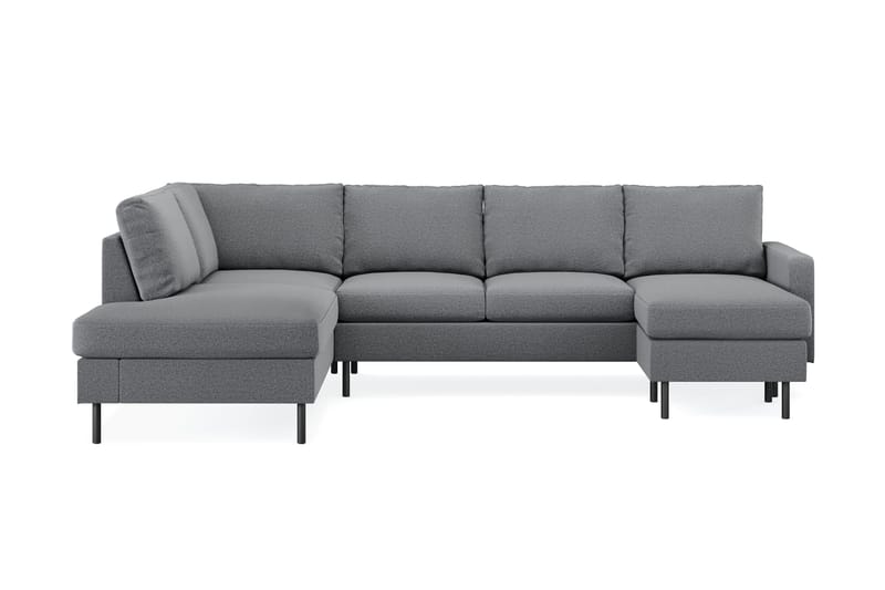 Peppe 4-personers Venstrevendt U-formet Sofa med Divan og Chaiselong i Stof - Lysegrå - Møbler - Sofaer - U Sofa