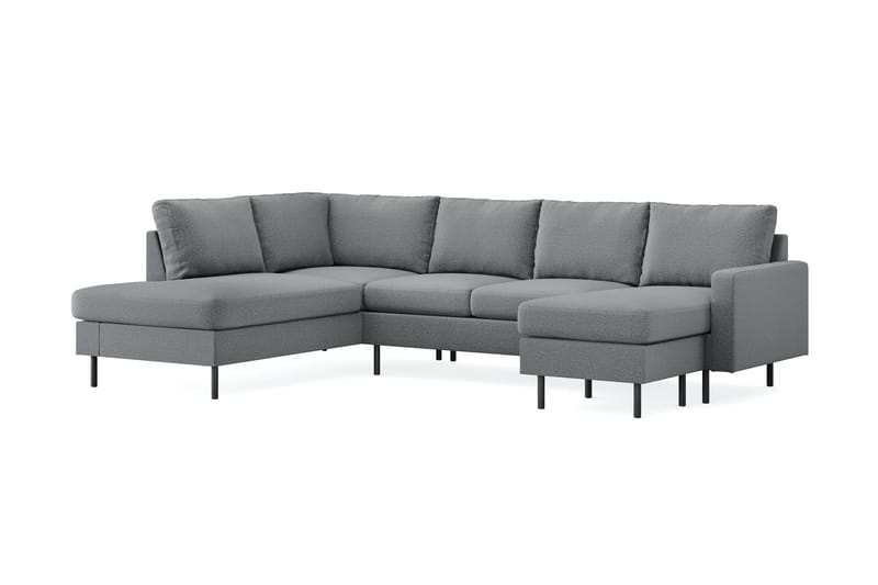 Peppe 4-personers Venstrevendt U-formet Sofa med Divan og Chaiselong i Stof - Lysegrå - Møbler - Sofaer - U Sofa
