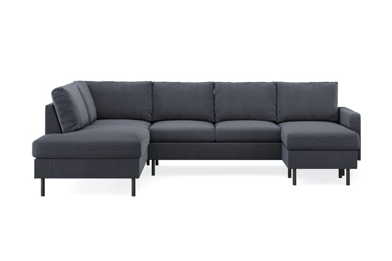 Peppe 4-personers Venstrevendt U-formet Sofa med Divan og Chaiselong i Stof - Mørkegrå - Møbler - Sofaer - U Sofa