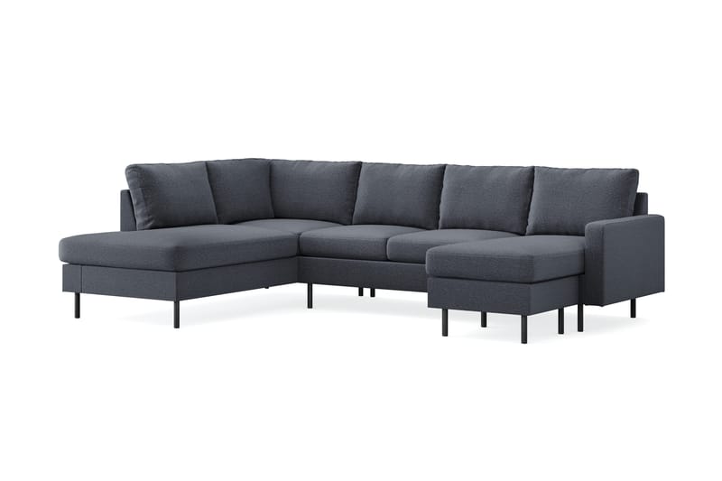 Peppe 4-personers Venstrevendt U-formet Sofa med Divan og Chaiselong i Stof - Mørkegrå - Møbler - Sofaer - U Sofa