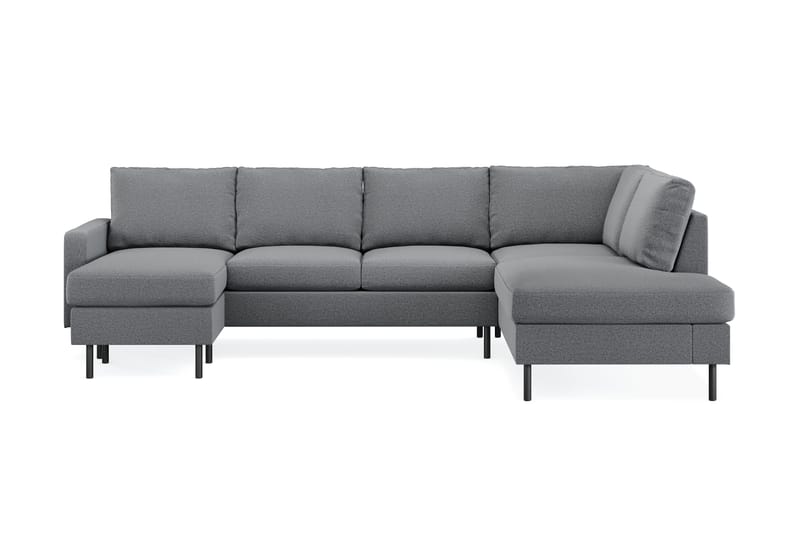 Peppe 4-personers Højrevendt U-formet Sofa med Divan og Chaiselong i Stof - Lysegrå - Møbler - Sofaer - U Sofa