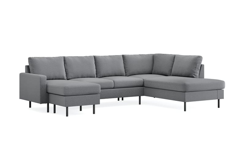 Peppe 4-personers Højrevendt U-formet Sofa med Divan og Chaiselong i Stof - Lysegrå - Møbler - Sofaer - U Sofa