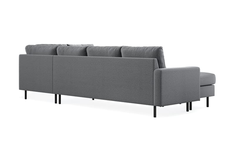 Peppe 4-personers Højrevendt U-formet Sofa med Divan og Chaiselong i Stof - Lysegrå - Møbler - Sofaer - U Sofa