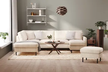 Peppe 4-personers Venstrevendt U-formet Sofa med Divan og Chaiselong i Manchester - Beige - Møbler - Sofaer - U Sofa