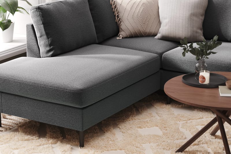 Peppe 4-personers Venstrevendt U-formet Sofa med Divan og Chaiselong i Stof - Lysegrå - Møbler - Sofaer - U Sofa