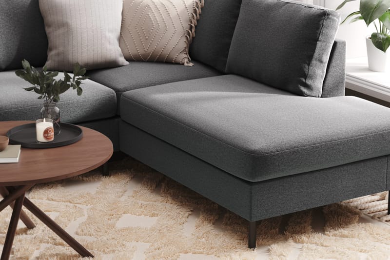 Peppe 4-personers Højrevendt U-formet Sofa med Divan og Chaiselong i Stof - Lysegrå - Møbler - Sofaer - U Sofa