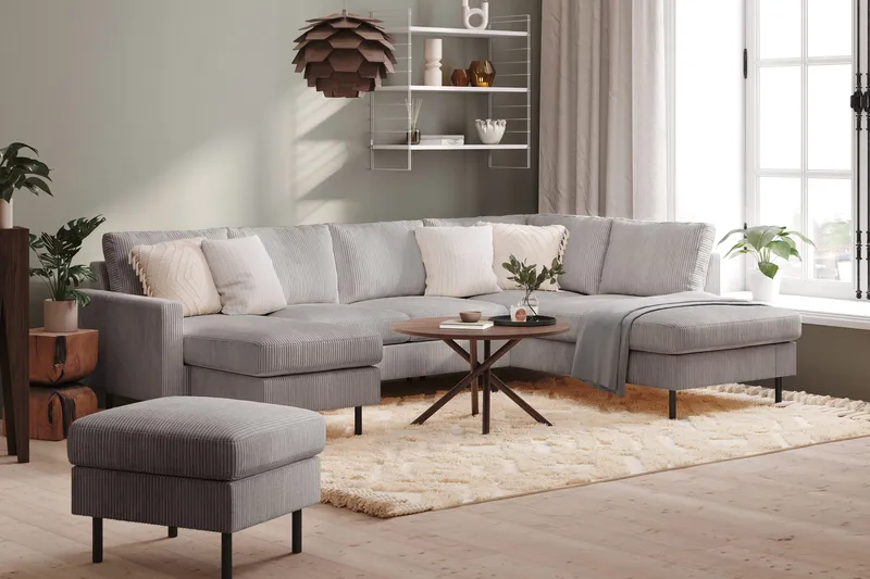 Peppe 4-personers Højrevendt U-formet Sofa med Divan og Chaiselong i Manchester - Mørkegrå - Møbler - Sofaer - U Sofa