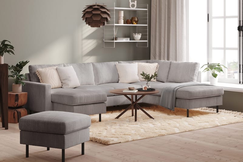 Peppe 4-personers Højrevendt U-formet Sofa med Divan og Chaiselong i Manchester - Mørkegrå - Møbler - Sofaer - U Sofa