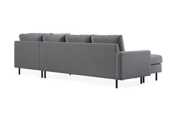 Peppe 4-personers Højrevendt U-formet Sofa med Divan og Chaiselong i Stof - Lysegrå - Møbler - Sofaer - U Sofa
