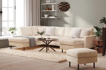 Peppe 4-personers Venstrevendt U-formet Sofa med Divan og Chaiselong i Manchester - Beige - Møbler - Sofaer - U Sofa