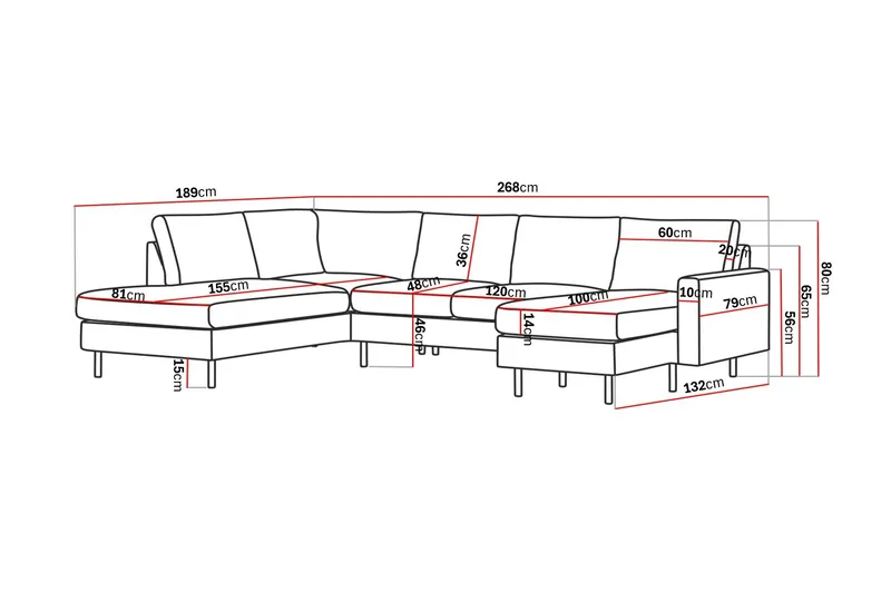 Peppe 4-personers Venstrevendt U-formet Sofa med Divan og Chaiselong i Stof - Mørkegrå - Møbler - Sofaer - U Sofa