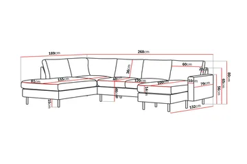 Peppe 4-personers Venstrevendt U-formet Sofa med Divan og Chaiselong i Manchester - Beige - Møbler - Sofaer - U Sofa