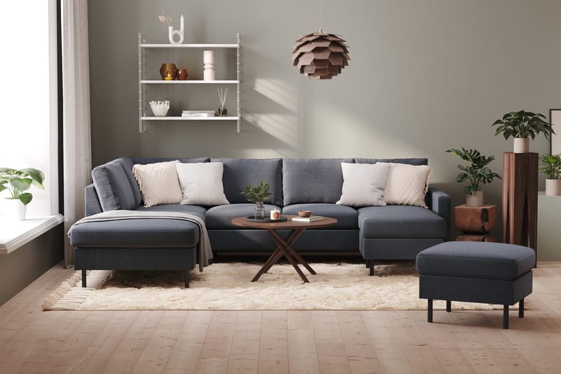 Peppe 4-personers Venstrevendt U-formet Sofa med Divan og Chaiselong i Stof - Mørkegrå - Møbler - Sofaer - U Sofa