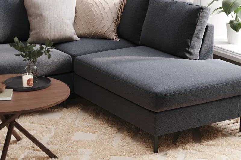 Peppe 4-personers Højrevendt U-formet Sofa med Divan og Chaiselong i Stof - Mørkegrå - Møbler - Sofaer - U Sofa
