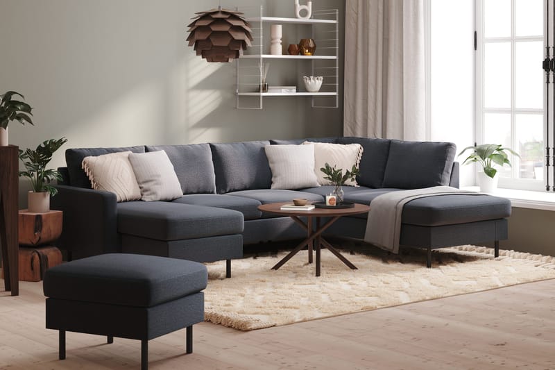 Peppe 4-personers Højrevendt U-formet Sofa med Divan og Chaiselong i Stof - Mørkegrå - Møbler - Sofaer - U Sofa