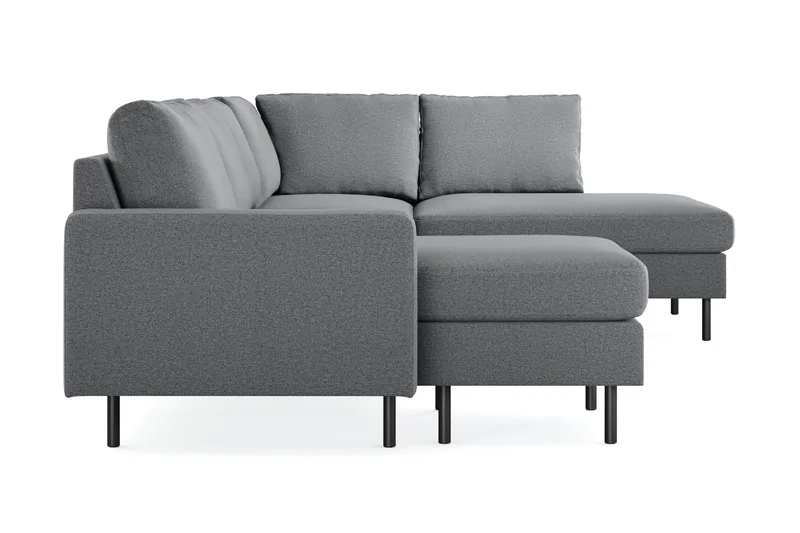 Peppe 4-personers Højrevendt U-formet Sofa med Divan og Chaiselong i Stof - Lysegrå - Møbler - Sofaer - U Sofa