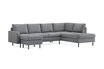 Peppe 4-personers Højrevendt U-formet Sofa med Divan og Chaiselong i Stof - Lysegrå - Møbler - Sofaer - U Sofa