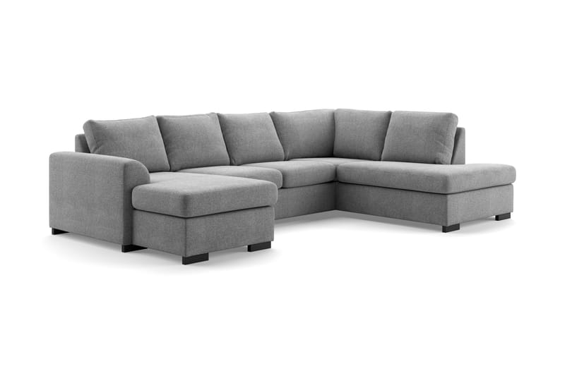 Porto 4-personers Højrevendt U-formet Sofa med Chaiselong og Divan i Stof - Lysegrå - Møbler - Sofaer - U Sofa