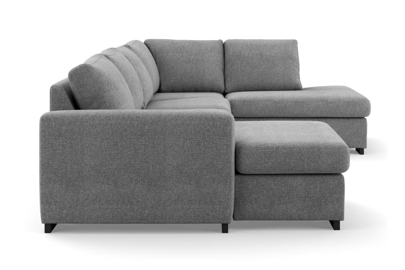 Porto 4-personers Højrevendt U-formet Sofa med Chaiselong og Divan i Stof - Lysegrå - Møbler - Sofaer - U Sofa