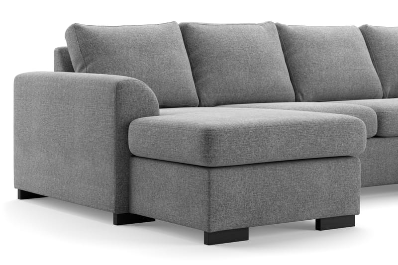 Porto 4-personers U-formet Sofa med Dobbeltdivan i Stof - Grå - Møbler - Sofaer - U Sofa