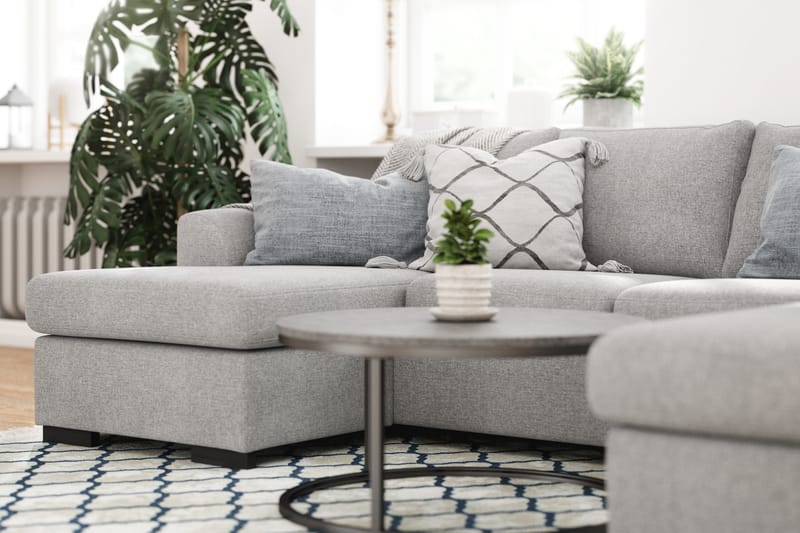 Porto 4-personers U-formet Sofa med Dobbeltdivan i Stof - Grå - Møbler - Sofaer - U Sofa