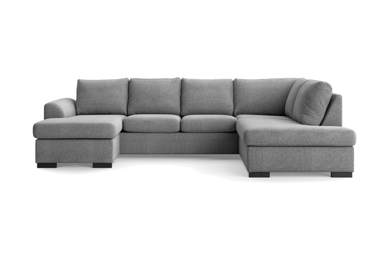 Porto 4-personers Højrevendt U-formet Sofa med Chaiselong og Divan i Stof - Lysegrå - Møbler - Sofaer - U Sofa