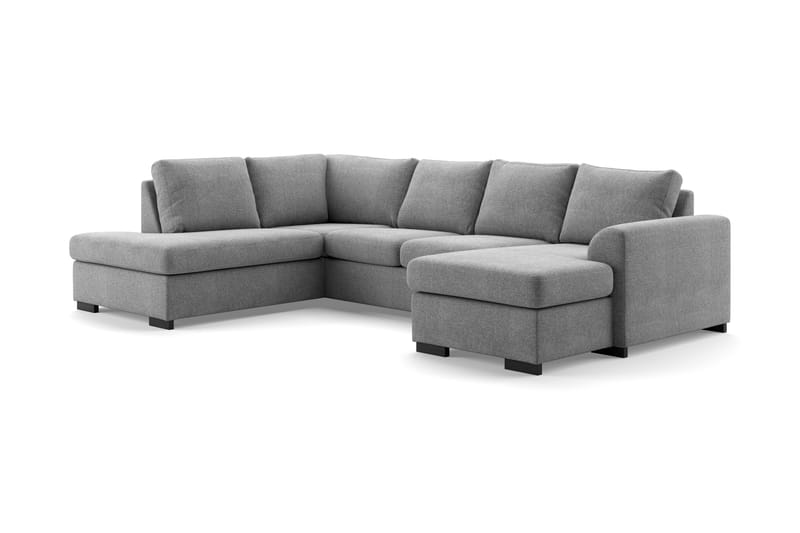 Porto 4-personers Venstrevendt U-formet Sofa med Divan og Chaiselong i Stof - Grå - Møbler - Sofaer - U Sofa