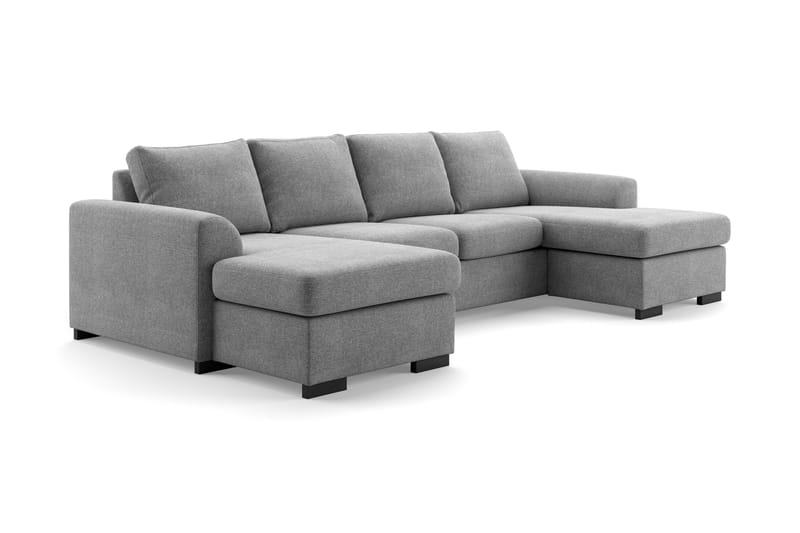 Porto 4-personers U-formet Sofa med Dobbeltdivan i Stof - Grå - Møbler - Sofaer - U Sofa