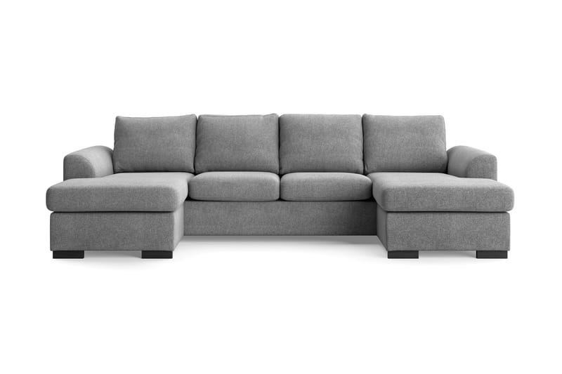 Porto 4-personers U-formet Sofa med Dobbeltdivan i Stof - Grå - Møbler - Sofaer - U Sofa