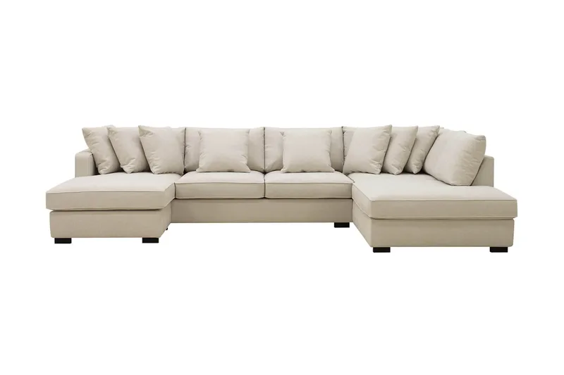 Rossita 5-personers Højrevendt U-formet Dyb Sofa med Divan og Chaiselong i Stof, Beige