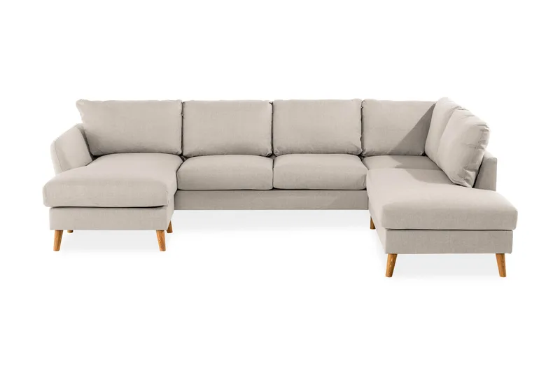 Trend 4-personers Højrevendt U-formet Sofa med Divan og Chaiselong i Stof, Beige