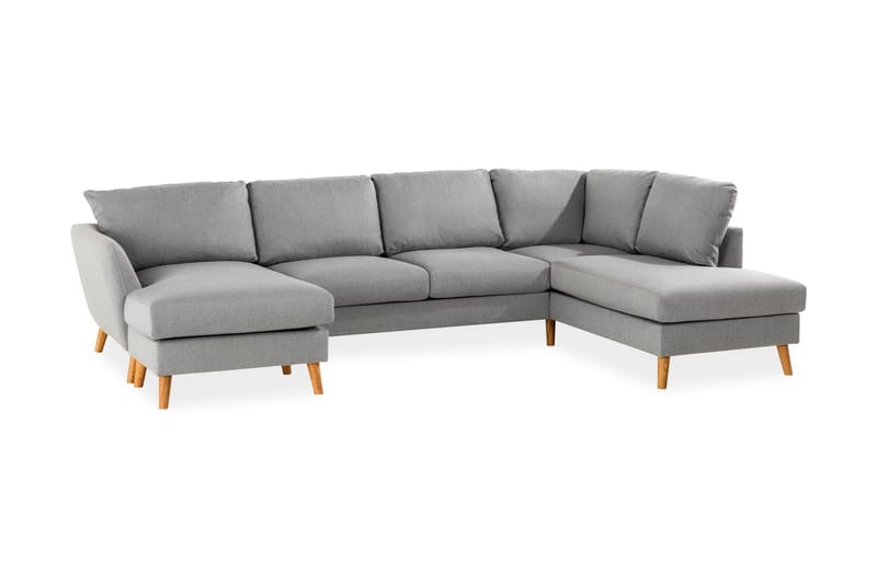 Trend 4-personers Højrevendt U-formet Sofa med Divan og Chaiselong i Stof - Grå - Møbler - Sofaer - U Sofa
