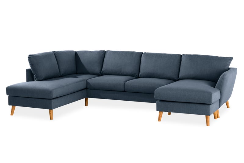 Trend 4-personers Venstrevendt U-formet Sofa med Divan og Chaiselong i Stof - Blå - Møbler - Sofaer - U Sofa