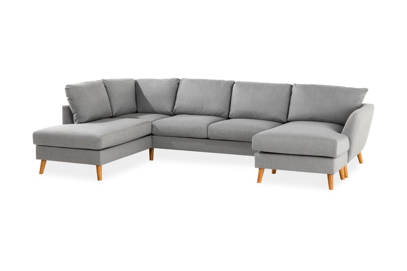 Trend 4-personers Venstrevendt U-formet Sofa med Divan og Chaiselong i Stof - Grå - Møbler - Sofaer - U Sofa