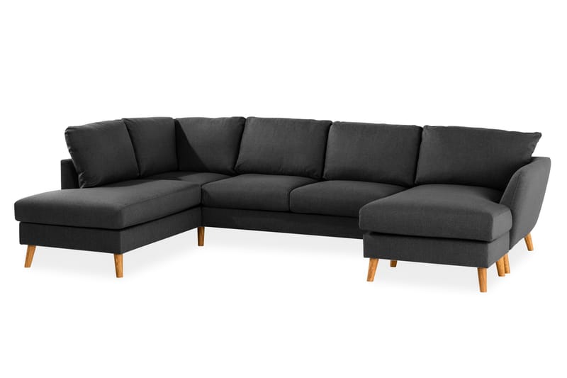 Trend 4-personers Venstrevendt U-formet Sofa med Divan og Chaiselong i Stof - Sort - Møbler - Sofaer - U Sofa
