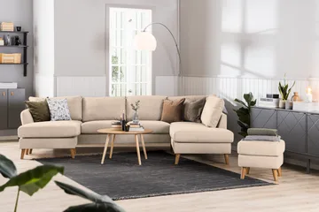 Trend 4-personers Venstrevendt U-formet Sofa med Divan og Chaiselong i Stof - Beige - Møbler - Sofaer - U Sofa