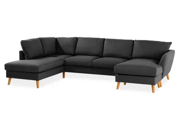 Trend 4-personers Venstrevendt U-formet Sofa med Divan og Chaiselong i Stof - Sort - Møbler - Sofaer - U Sofa