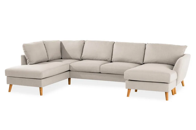 Trend 4-personers Venstrevendt U-formet Sofa med Divan og Chaiselong i Stof - Beige - Møbler - Sofaer - U Sofa