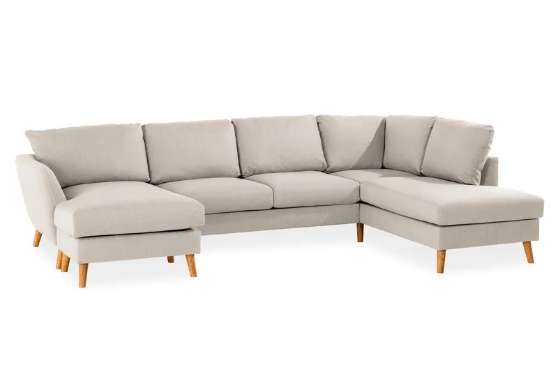Trend 4-personers Højrevendt U-formet Sofa med Divan og Chaiselong i Stof - Beige - Møbler - Sofaer - U Sofa
